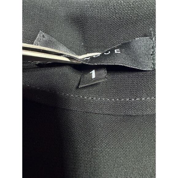 Blanque V-Neck Contrast Trim Tunic Blouse 1 Medium Black Lagenlook Minimalist - Picture 3 of 9